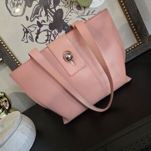 FURLA Coral Pink Leather Medium Tote Shoulder Bag